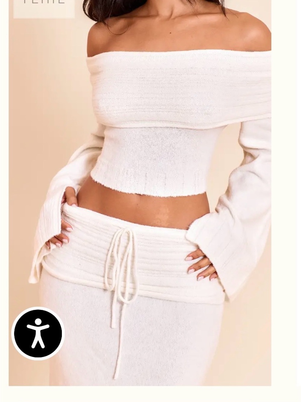 Cream Knit Two Piece Skirt Set